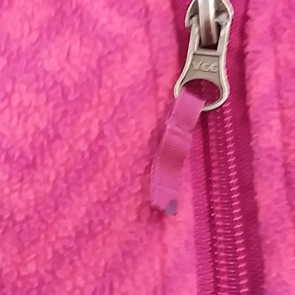 Columbia Pink Geometric Print Full Zip Fleece Jacket Mock Neck Medium